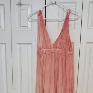 Gypsy 05 Orange into Green twisted strap boho maxi dress, gold Paisley designs